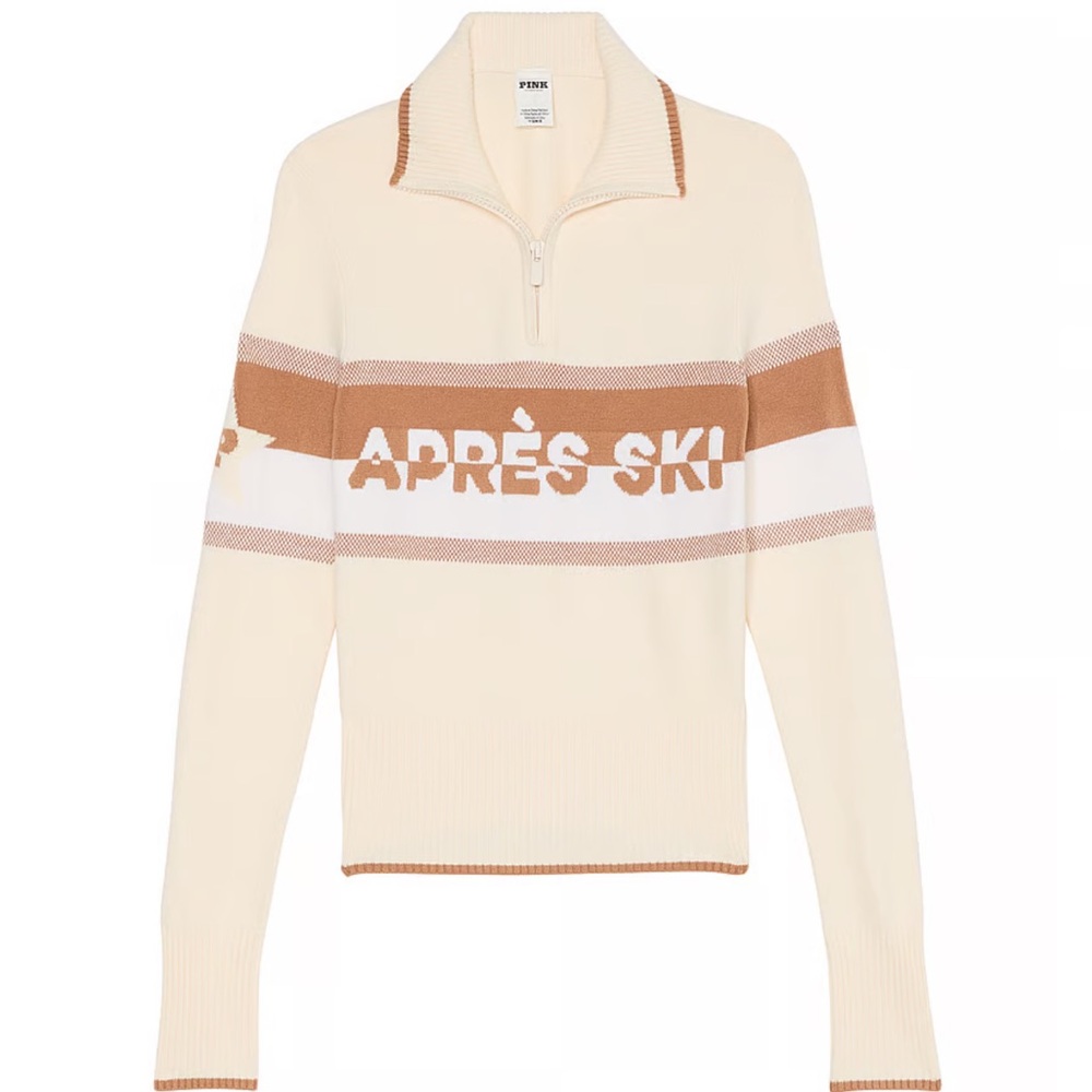 VS Pink VARSITY KNIT HALF-ZIP SWEATER